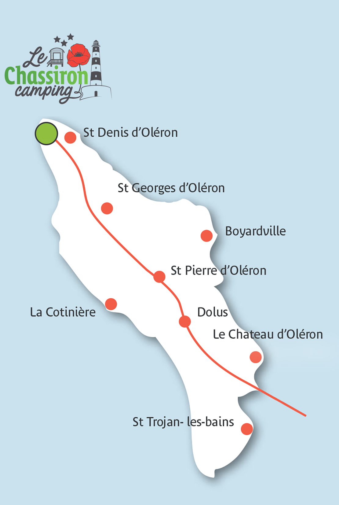 Plan de situation Camping écologique au bout de l'île d'Oléron le Chassiron